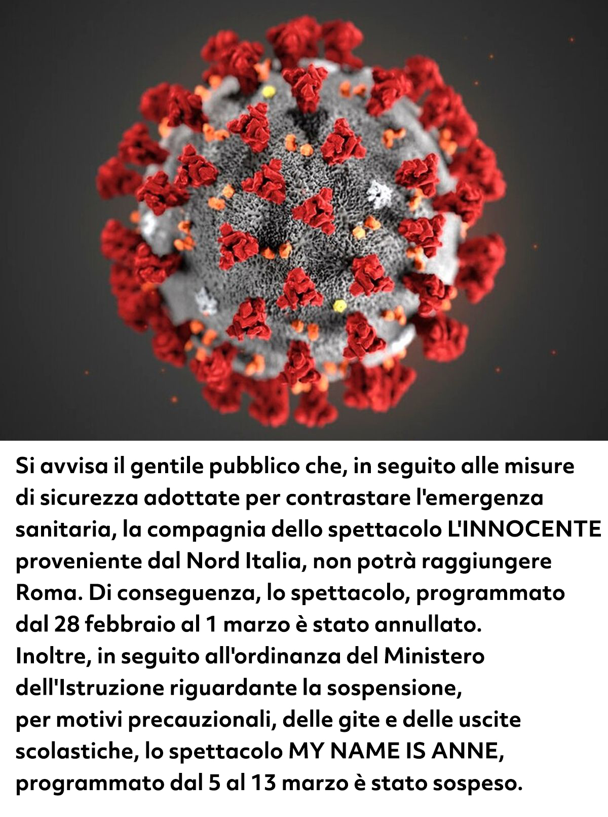 ANNULLAMENTO SPETTACOLO